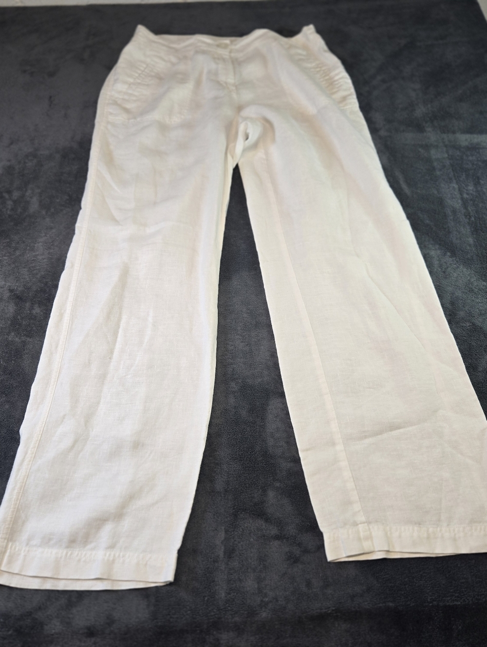 Chico's Casual Pants Ivory 100% Linen Mid Rise Wide Leg Beachy Coastal Med 1.5
